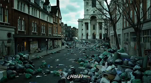 Imagen de "Contagio". Calles abandonadas y basura acumulada