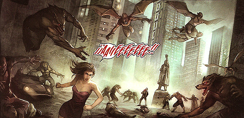 Monstruos en pleno ataque. Imagen del cómic "City of dust. Una historia de Philip Khrome"