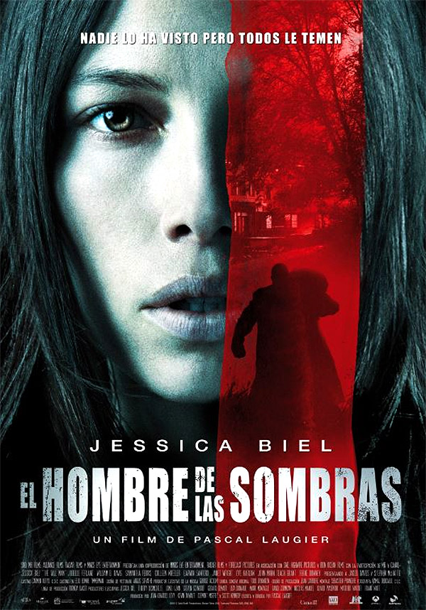 Cartel español de "El hombre de las sombras" protagonizada por Jessica Biel