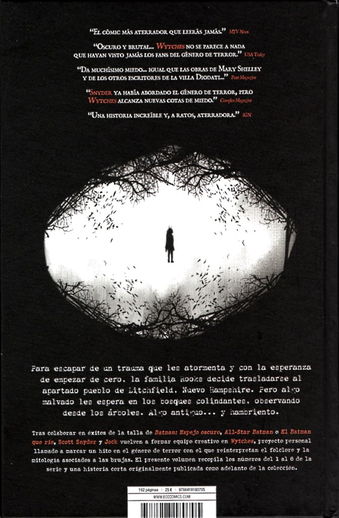 Contraportada de la edición española de "Wytches", por Snyder, Jock y Nollingsworth