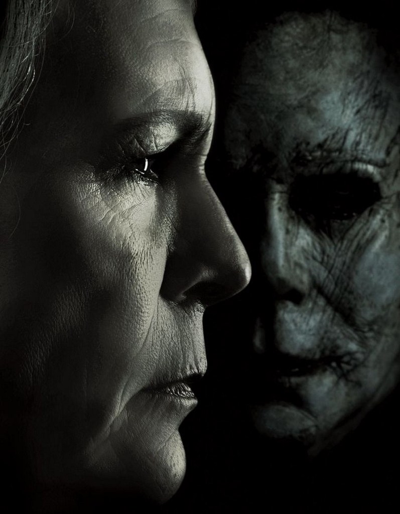 Jamie Lee Curtis y Michael Myers envejecidos en La Noche de Halloween (2018)