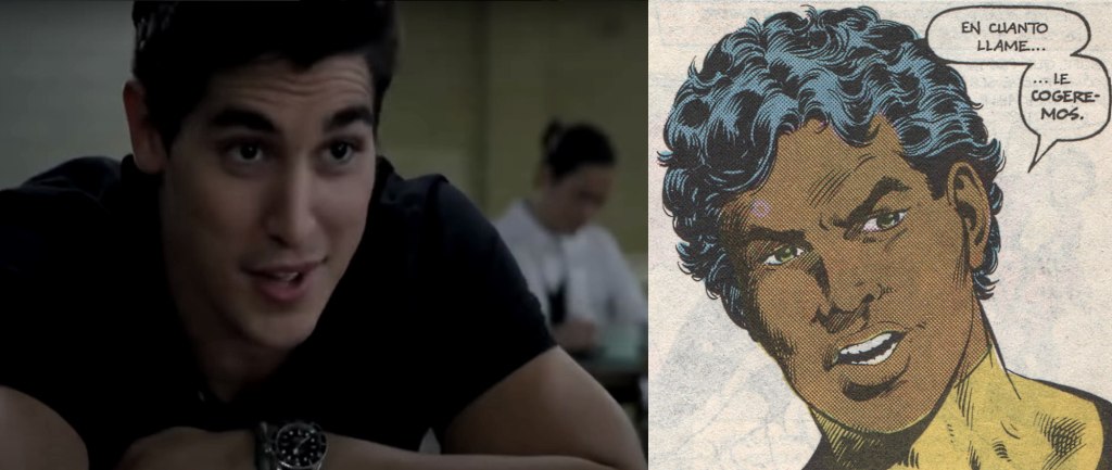 Diferencias notables en el aspecto de Mancha Solar entre los cómics y la película pero es cierto que la interpretación de Henry Zaga es similar al comportamiento del personaje