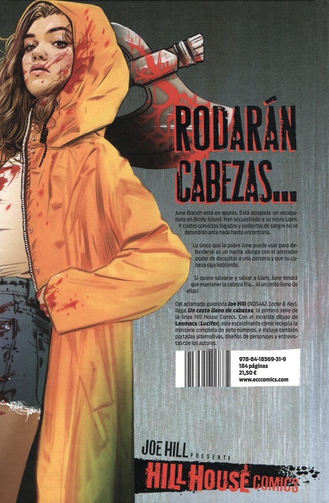 Contraportada de la edición española de Un cesto lleno de cadáveres Contraportada de la edición española de Un cesto lleno de cadáveres