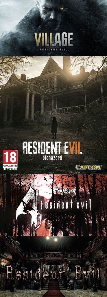 terrores.blog | Especial RESIDENT EVIL. Regalamos 4 juegos: "Resident Evil Village", "Resident Evil Biohazard", "Resident Evil 4 Ultimate HD Edition" y "Resident Evil HD Remaster". Del 7 al 17 de mayo de 2021