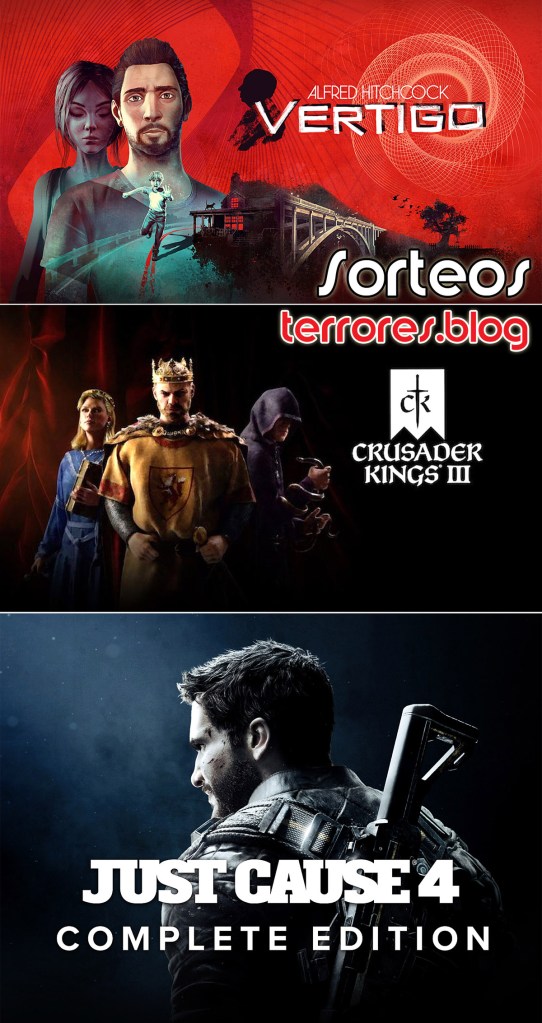 Sorteos de los juegos "Alfred Hitchcock – Vértigo", "Crusader Kings III" y "Just Cause 4 Complete Edition"